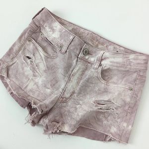 American Eagle Outfitters Summer Shorts 6 Tie Dye Hi Rise Shortie Pink White